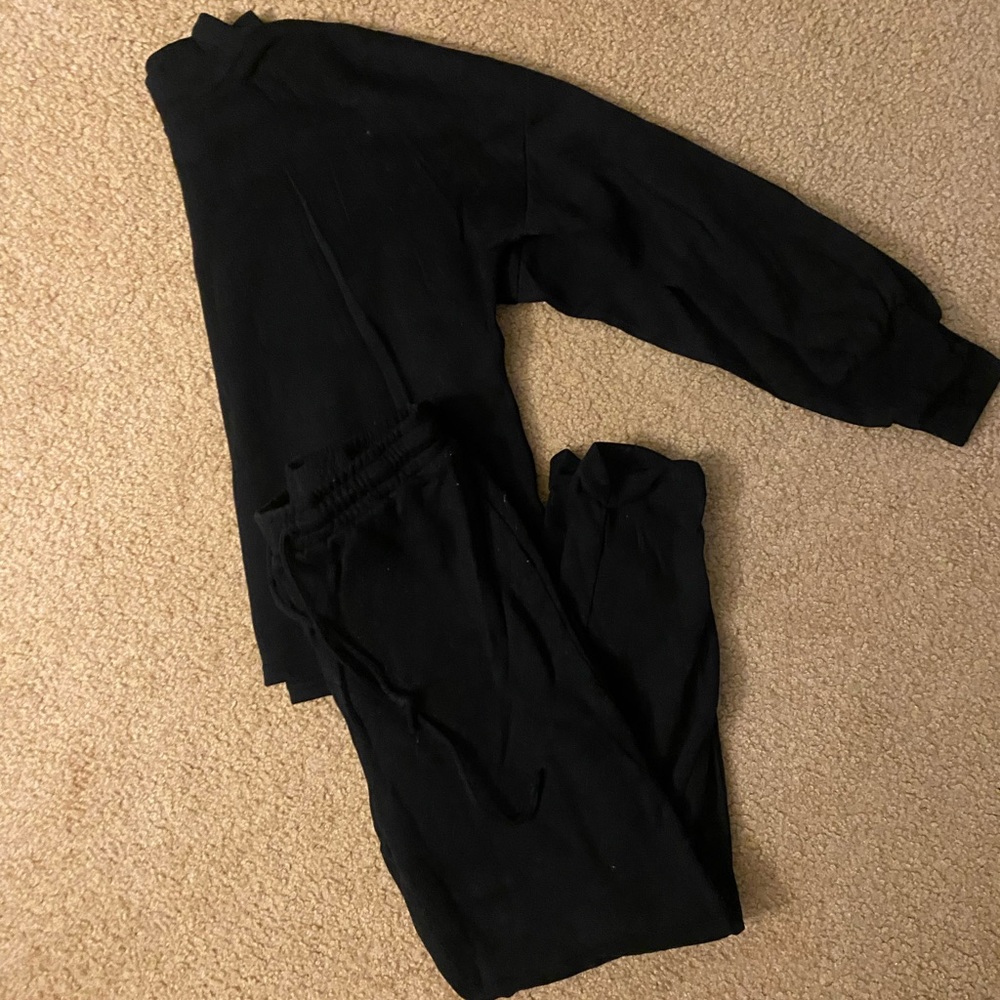 Matching black sweat suit